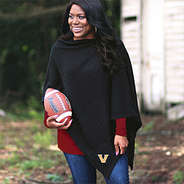 black vanderbilt poncho with football