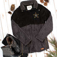 black and charcoal vanderbilt sherpa pullover
