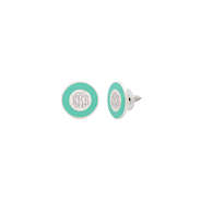 monogrammed enamel stud earrings in mint