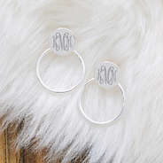 monogrammed door knocker earrings on faux fur