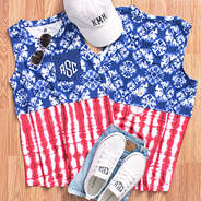 americana dockside tank with denim and sneakers on wood