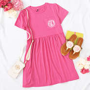 hot pink t-shirt dress flatlay