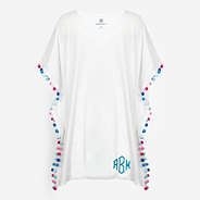 monogrammed pom pom cover up in white