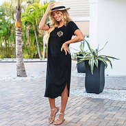 black midi dress with side slit