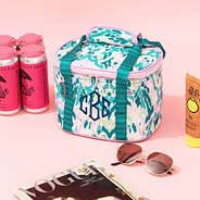 bermuda ikat small cooler with pink background