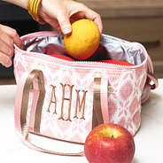 blush mosaic small cooler with food