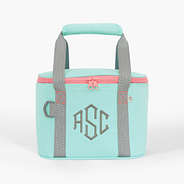 monogrammed mini cooler in mint