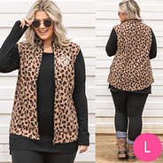 front and back of monogrammed leopard fleece vest