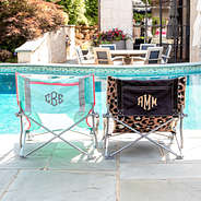 duo beach chairs in mint and cheetah