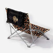 monogrammed beach chair in cheetah