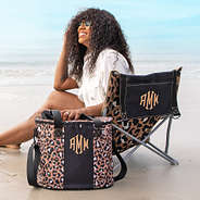 cheetah beach chair and cooler