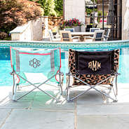 duo beach chairs in mint and cheetah