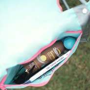 zipper pocket on back of monogrammed beach chair