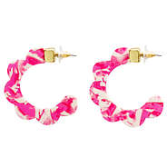 pink and white flower resin hoop earrings
