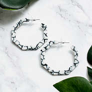 white and black marble earrings