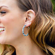 women's black marble octagon hoops