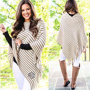 front and back of monogrammed mini striped poncho