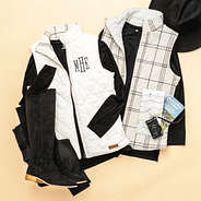 ivory plaid reversible vest flatlay