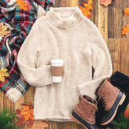 teddy bear sweatshirt with blanket scarf and monogrammed duck boots