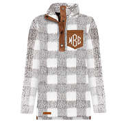 monogrammed vintage sherpa pullover in plaid