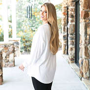 white long sleeve shirt on rachel