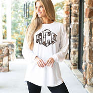 white long sleeve shirt with cowhide monogram
