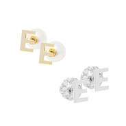 single initial earring set, letter E