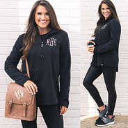 front and side of monogrammed quilted popover