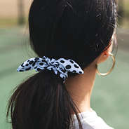 leopard scrunchie in ponytail