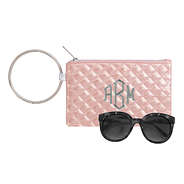 monogrammed rose gold wristlet