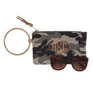 monogrammed camo wristlet pouch
