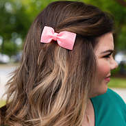 pink bow glitter hair barette