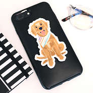 golden retriever puppy sticker on phone case