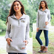 light gray ga tech pullover with pockets