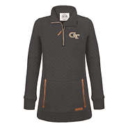 georgia tech quilted pullover sweatshirt in charcoal