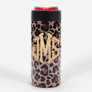 monogrammed slim can koolie - leopard