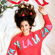 red falala long sleeve shirt with ornaments