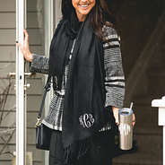 black monogrammed pashmina scarf