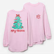 Monogrammed Christmas Tree Shirt in Light Pink