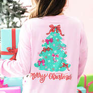 light pink christmas tree shirt back view