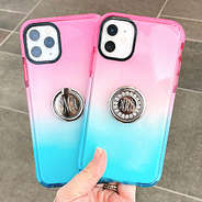 gradient phone case with silver monogrammed phone rings