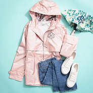 rose gold new england rain jacket flatlay