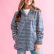 navy stripe new england rain jacket