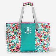 Monogrammed Extra Large Tote Bag in Wild Blooms