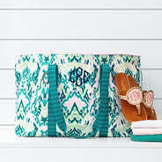bermuda ikat extra large tote bag with flip flops