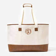 Monogrammed Extra Large Tote Bag in Ivory