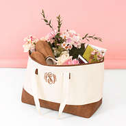 ivory extra large tote bag with flowers