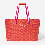 monogrammed extra large tote bag in sunset shells