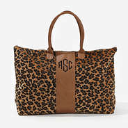 Monogrammed Leopard Weekender in Leopard Spots
