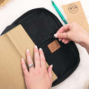 Buffalo plaid bible carrier open pockets